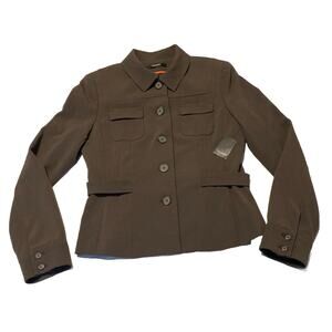 TAHARI NWT Women's Stila Briar Jacket Size 8 Animal Print Collar brown Career